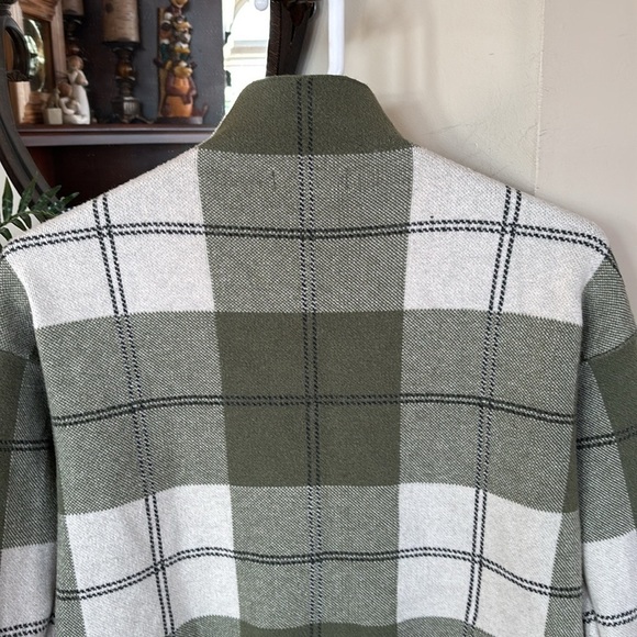 Rachel Zoe Olive Green & White Plaid Cropped Checkered Turtleneck Sweater - Picture 8 of 12